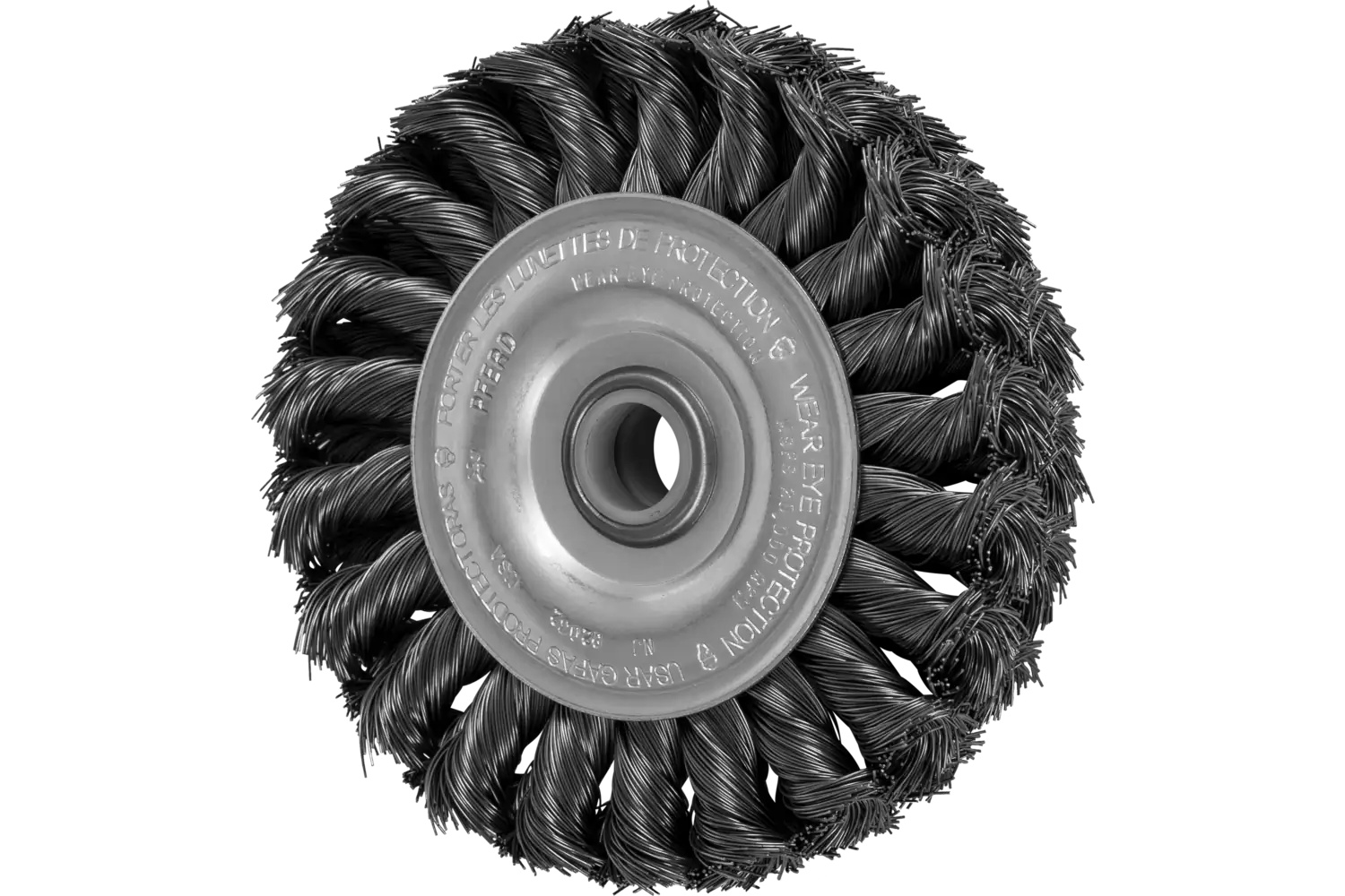 Picture of Pferd Knot Wire Wheel Brush 4" Dia. .014 Carbon Steel 5/8-1/2" Arbor